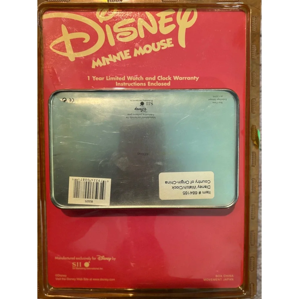 Disney Minnie‎ Mouse Gold Tone Watch and Mini Metal Alarm Clock Gift Set MU0370